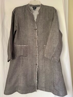 Eileen Fisher gray 100% Irish linen duster/jacket